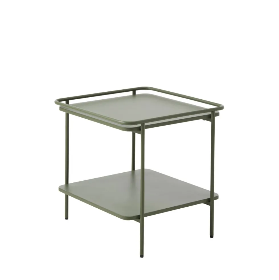 SARANDA Table d'appoint carrée 2 plateaux en métal 45x45cm