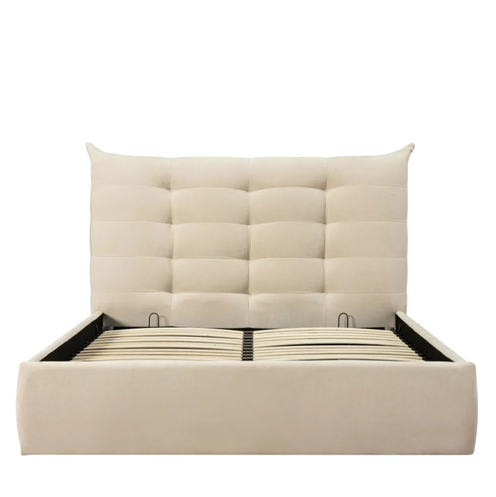 SERENITA Lit coffre en tissu 140x190cm
