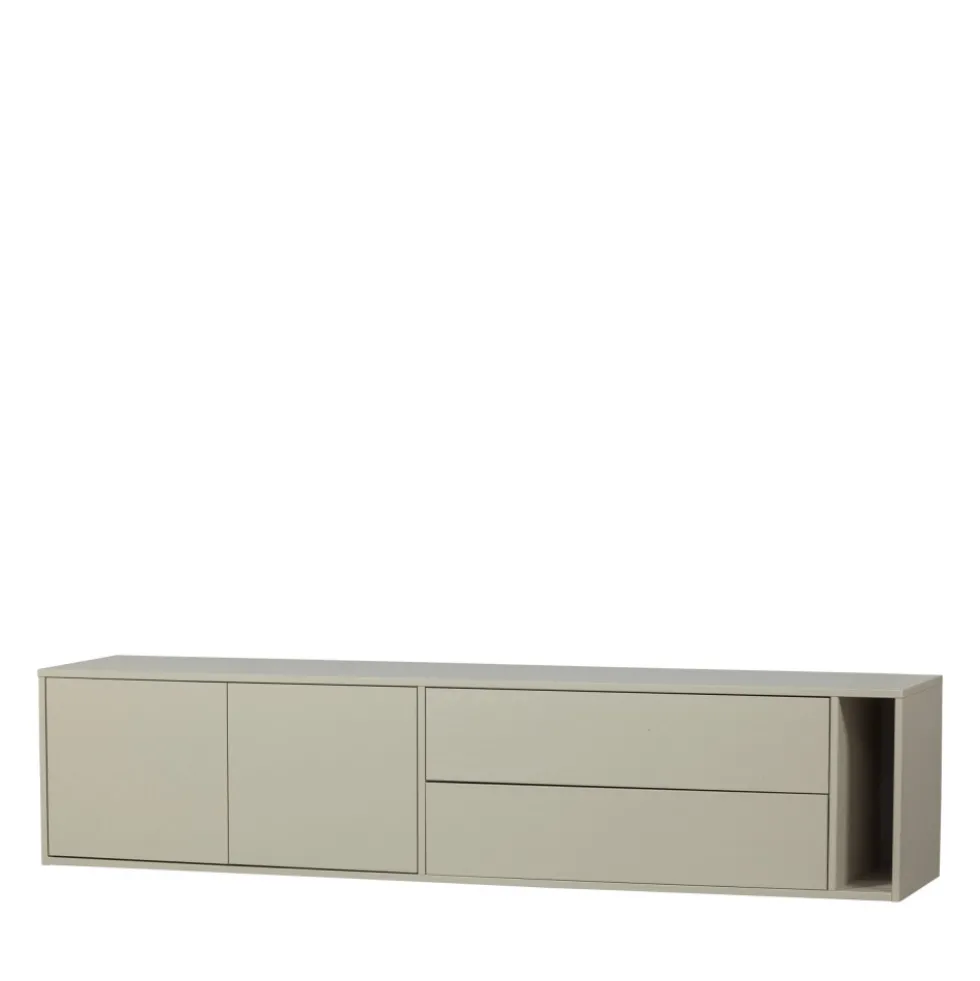 SETTLE DOWN Meuble TV 2 portes, 2 tiroirs en bois L200cm