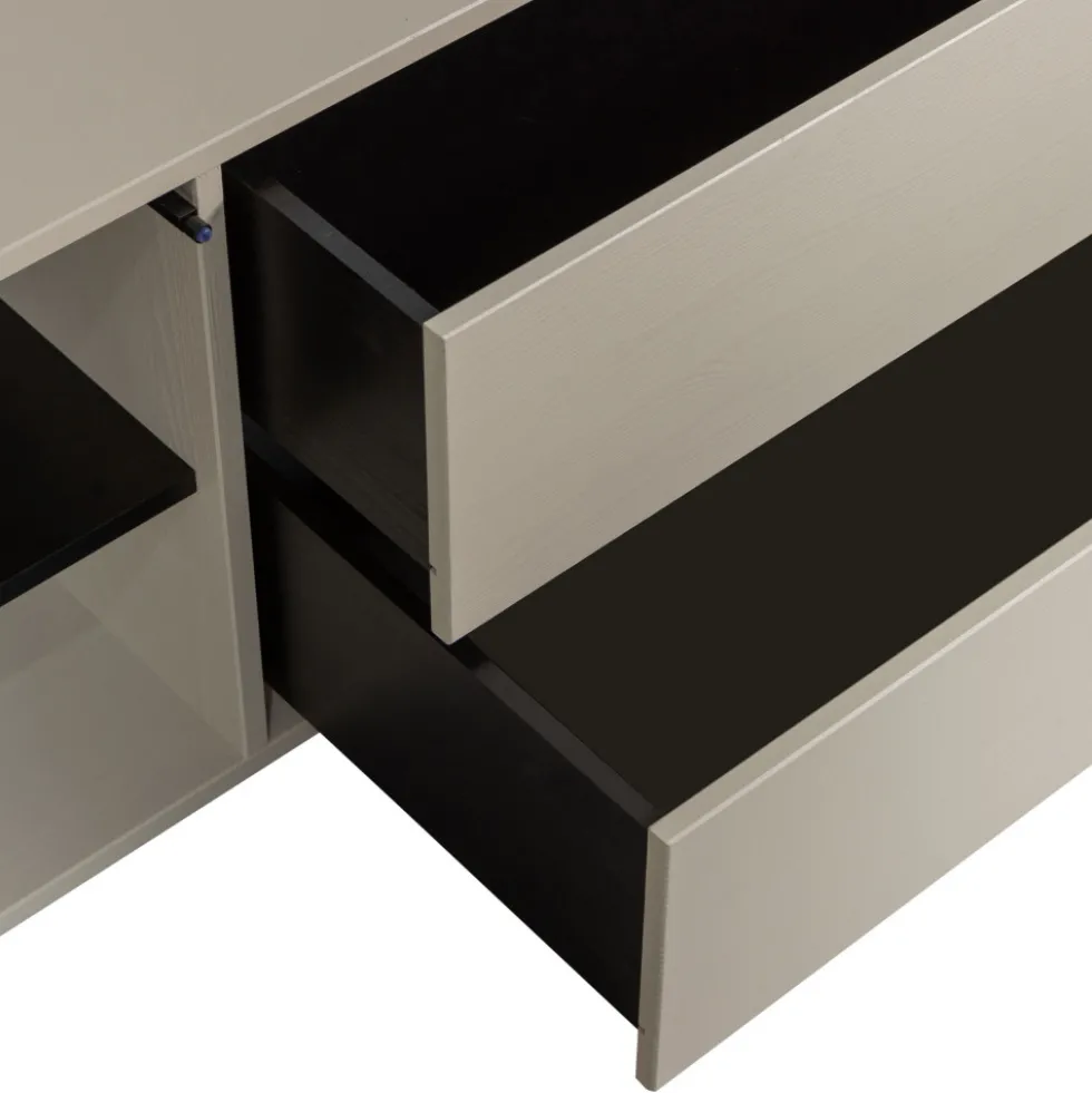 SETTLE DOWN Meuble TV 2 portes, 2 tiroirs en bois L200cm