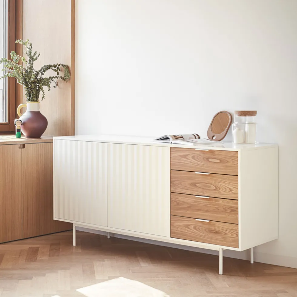 SIERRA Buffet en bois 2 portes 4 tiroirs L159,2cm