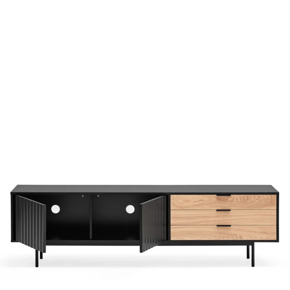 SIERRA Meuble TV 2 portes, 3 tiroirs en bois L180cm