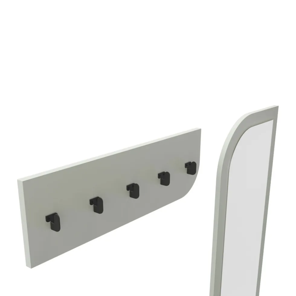 SILVAR Meuble d'entrée 2 portes avec miroir et portant en bois et métal H172cm