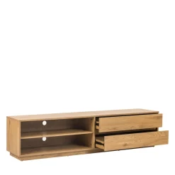 SINCE Meuble tv 2 tiroirs, 2 niches en bois L180cm