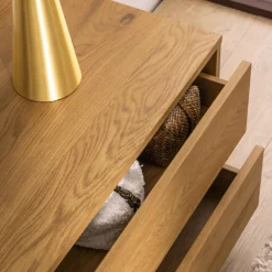 SINCE Meuble tv 2 tiroirs, 2 niches en bois L180cm