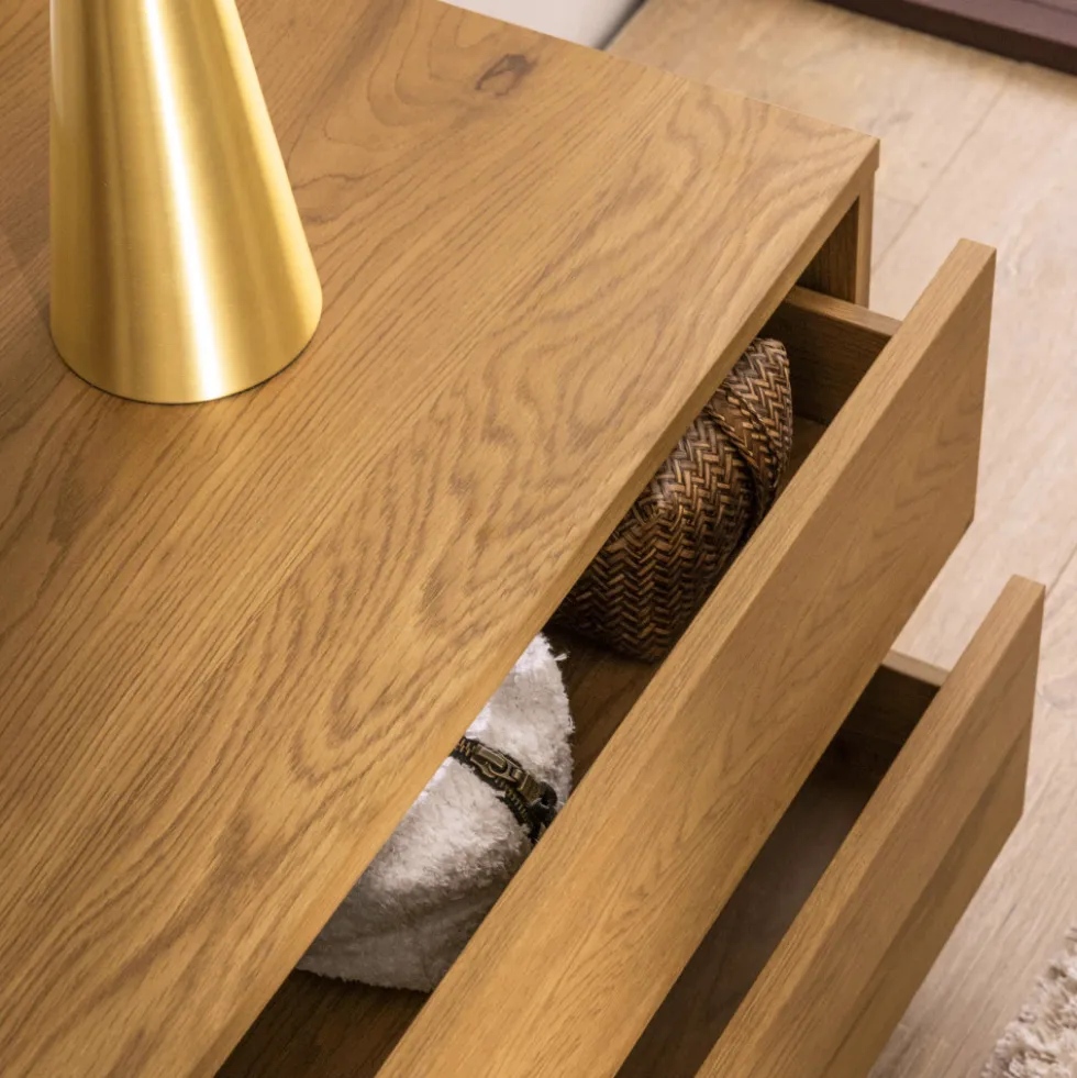 SINCE Meuble tv 2 tiroirs, 2 niches en bois L180cm