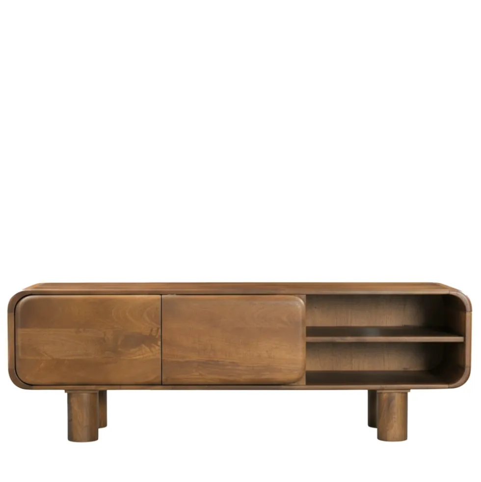 SIRA Meuble tv 2 portes en bois massif L140cm