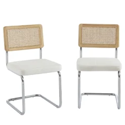 SKANA Lot de 2 chaises en velours côtelé pieds chrome