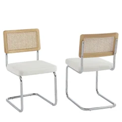 SKANA Lot de 2 chaises en velours côtelé pieds chrome