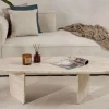 SOMA Table basse ovale effet travertin 130x65cm