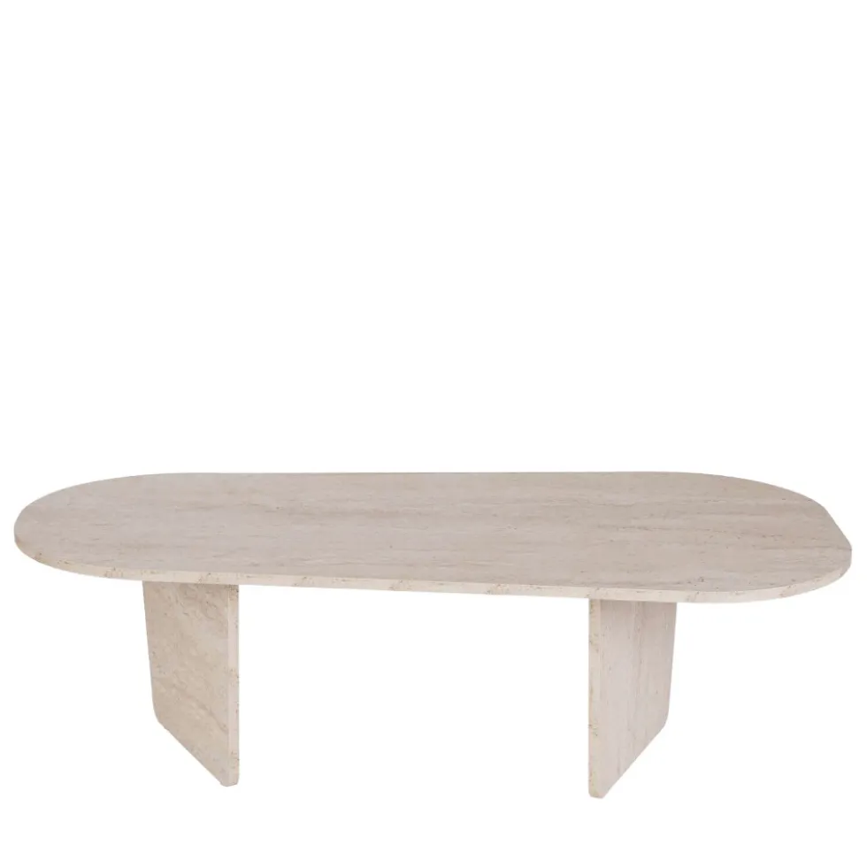 SOMA Table basse ovale effet travertin 130x65cm