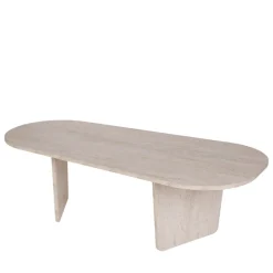 SOMA Table basse ovale effet travertin 130x65cm