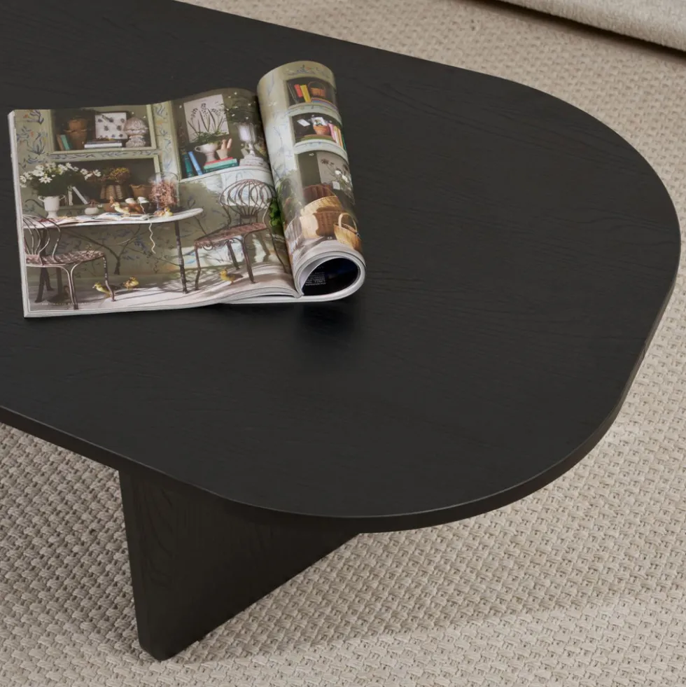 SOMA Table basse ovale en bois 130x65cm