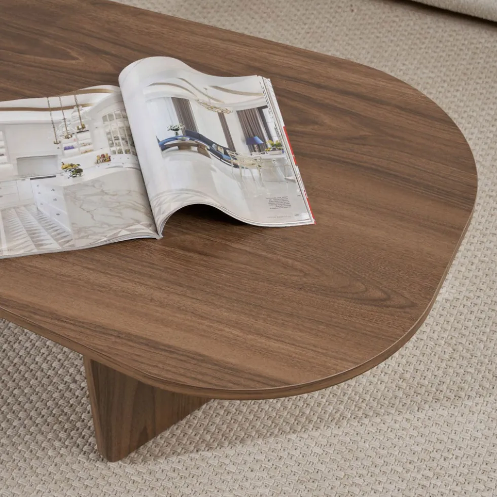 SOMA Table basse ovale en bois 130x65cm