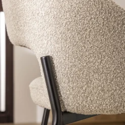 SOREN Lot de 2 chaises de bar en tissu bouclette et métal H65cm