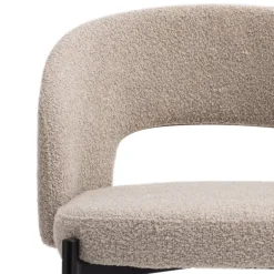 SOREN Lot de 2 chaises de bar en tissu bouclette et métal H65cm