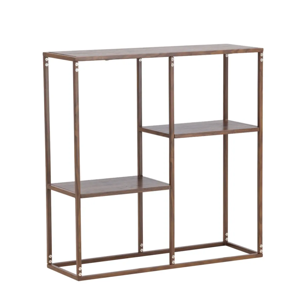 STAAL Étagère en bois effet noyer et métal H81cm