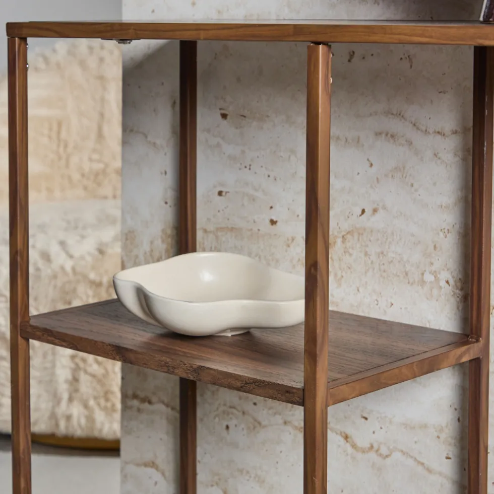 STAAL Étagère en bois effet noyer et métal H81cm