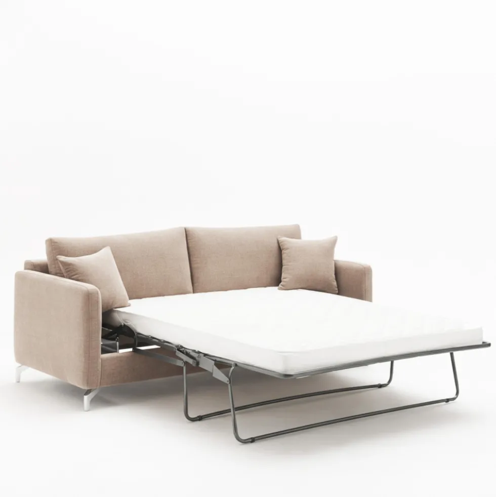 STEFFEN Canapé convertible express 3 places en tissu et pieds chrome