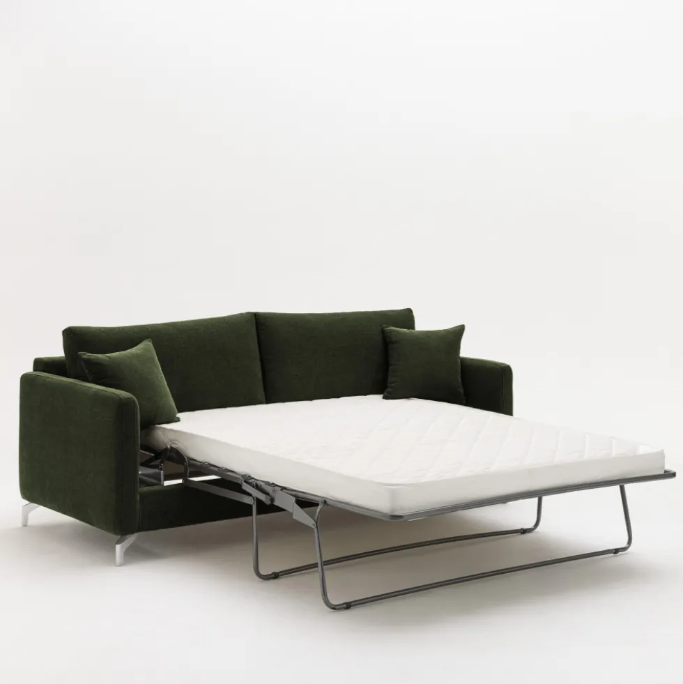 STEFFEN Canapé convertible express 3 places en tissu et pieds chrome