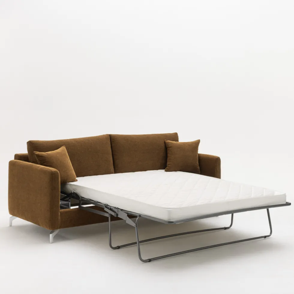STEFFEN Canapé convertible express 3 places en tissu et pieds chrome