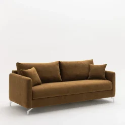 STEFFEN Canapé convertible express 3 places en tissu et pieds chrome