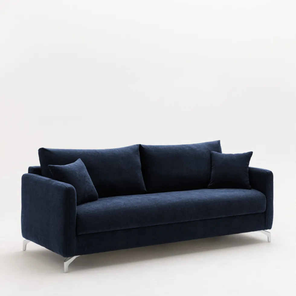 STEFFEN Canapé convertible express 3 places en tissu et pieds chrome