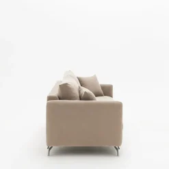 STEFFEN Canapé convertible express 3 places en tissu et pieds chrome
