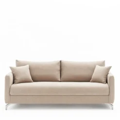 STEFFEN Canapé droit 3 places en tissu et pieds chrome