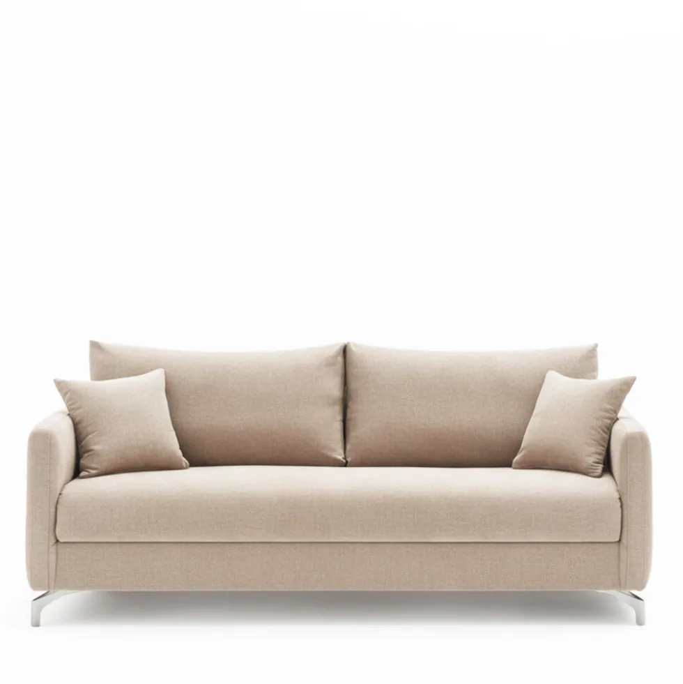 STEFFEN Canapé droit 3 places en tissu et pieds chrome