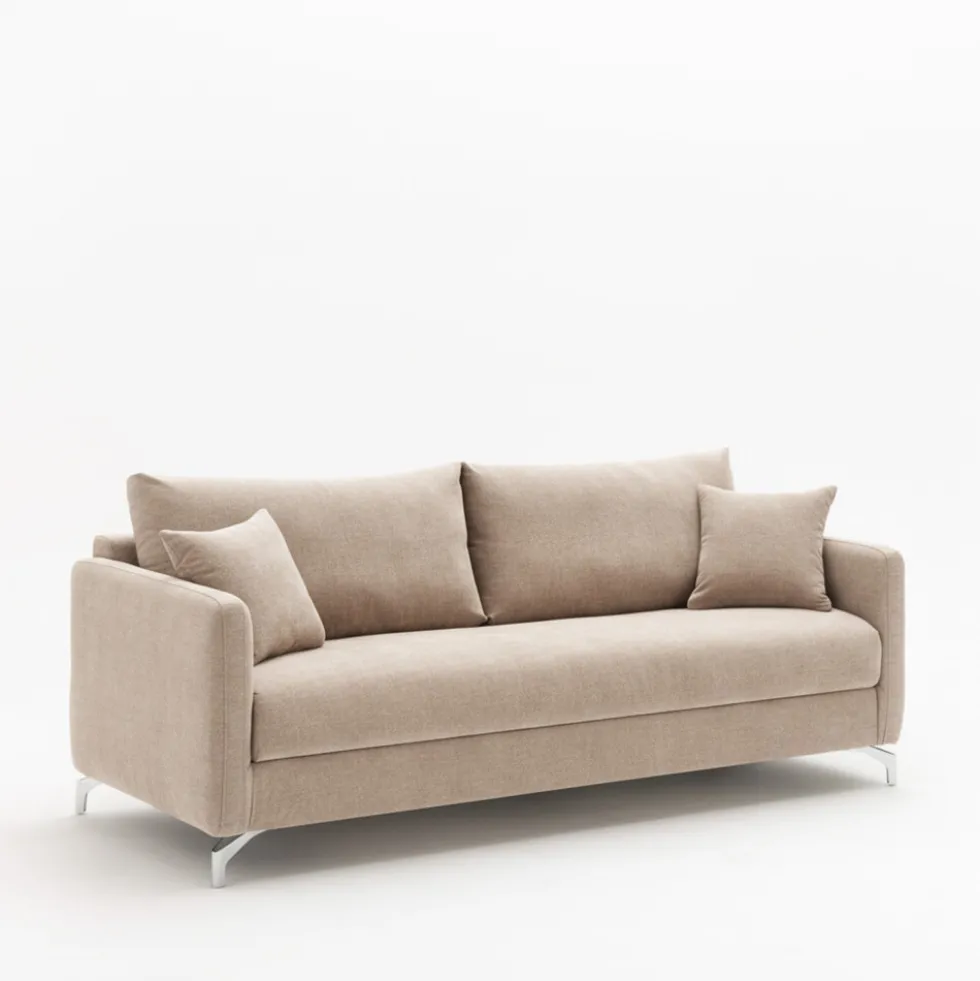 STEFFEN Canapé droit 3 places en tissu et pieds chrome