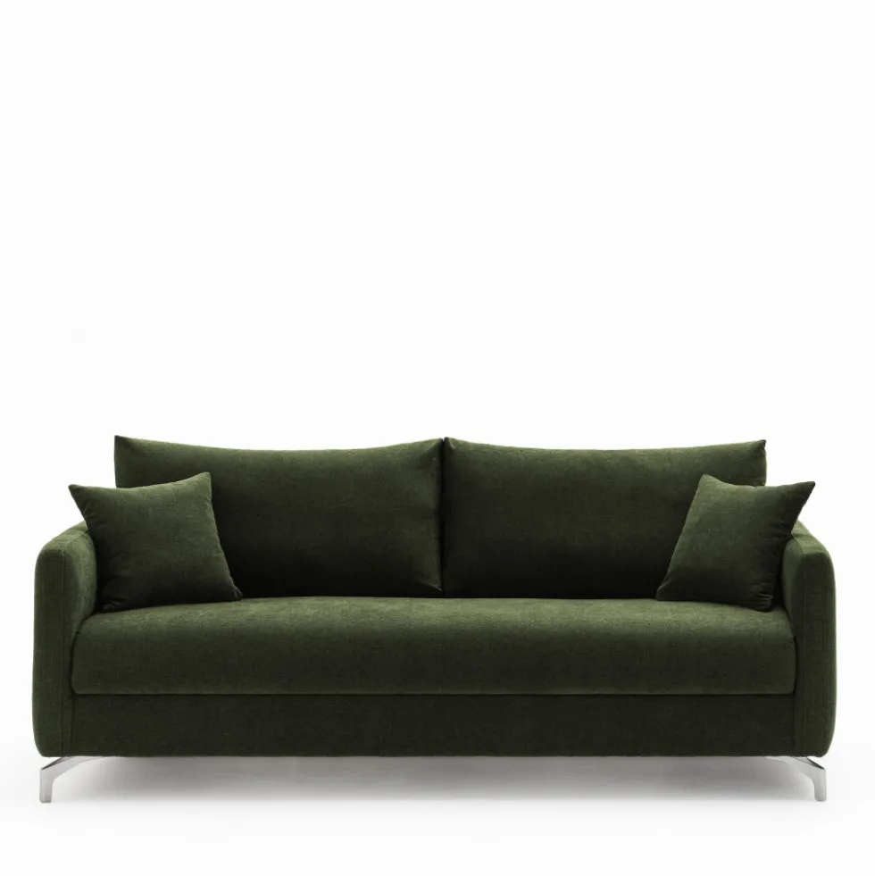 STEFFEN Canapé droit 3 places en tissu et pieds chrome