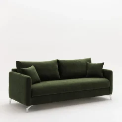 STEFFEN Canapé droit 3 places en tissu et pieds chrome