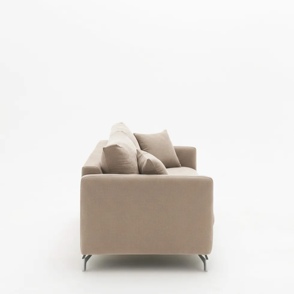 STEFFEN Canapé droit 3 places en tissu et pieds chrome