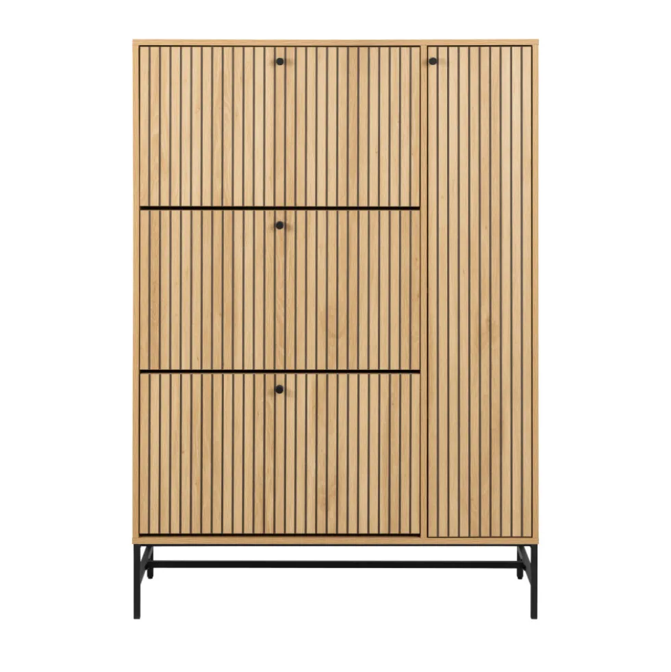 STORO Meuble à chaussures 4 portes en bois et métal L98,7cm
