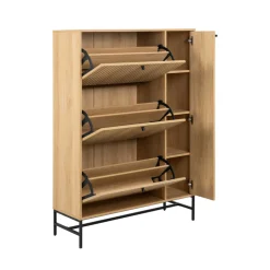 STORO Meuble à chaussures 4 portes en bois et métal L98,7cm