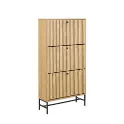 STORO Meuble à chaussures 3 portes en bois et métal L71,6cm