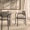 STUART Lot de 2 fauteuils de table en tissu bouclette et métal