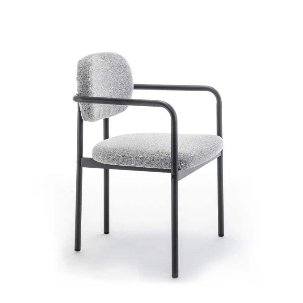 STUART Lot de 2 fauteuils de table en tissu bouclette et métal