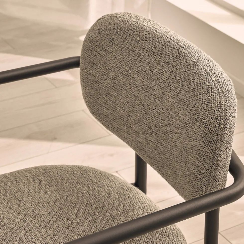 STUART Lot de 2 fauteuils de table en tissu bouclette et métal