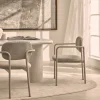 STUART Lot de 2 fauteuils de table en tissu bouclette pieds beiges