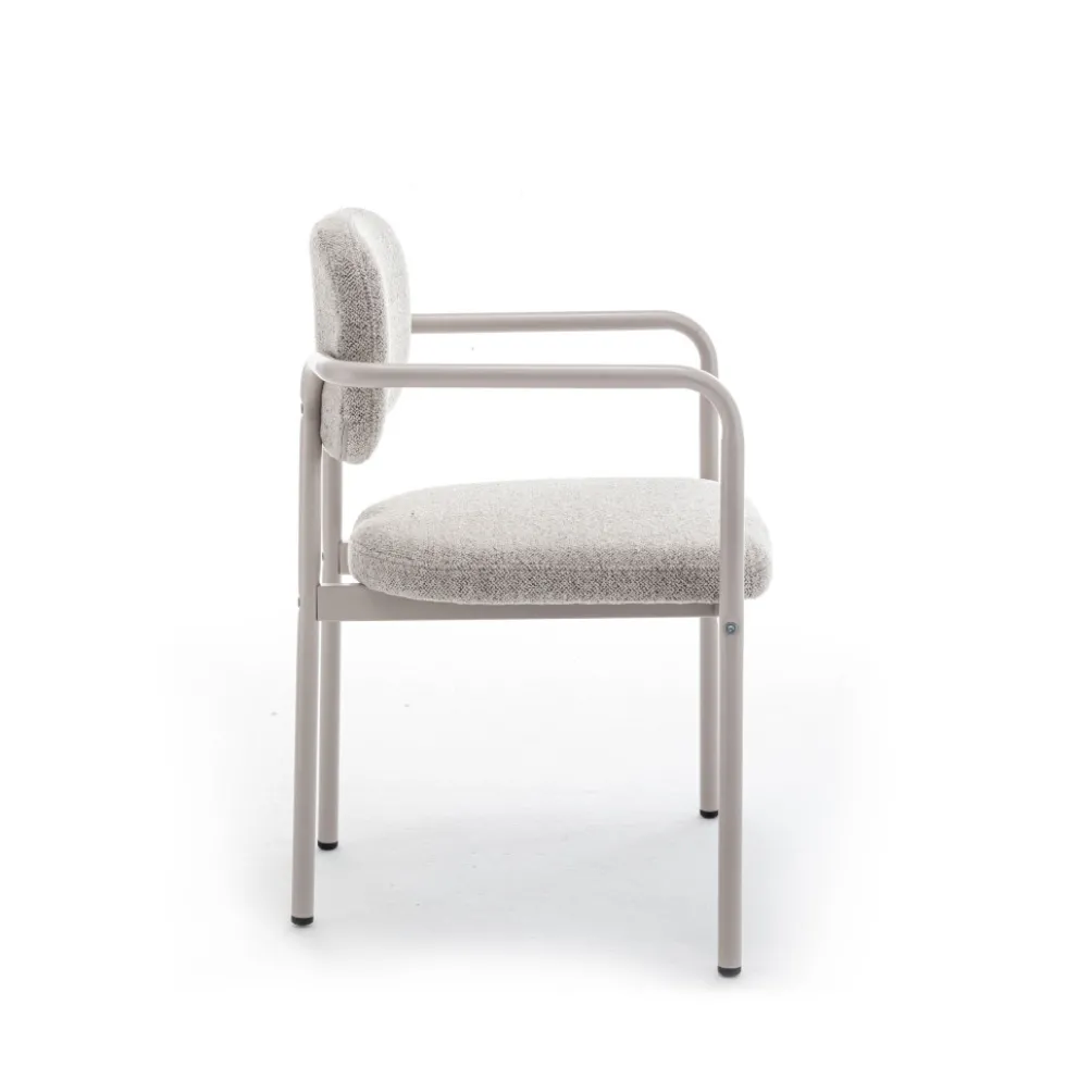 STUART Lot de 2 fauteuils de table en tissu bouclette pieds beiges