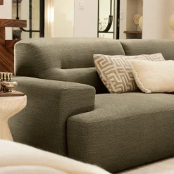 STUNE Canapé droit 4 places en tissu à accoudoirs larges