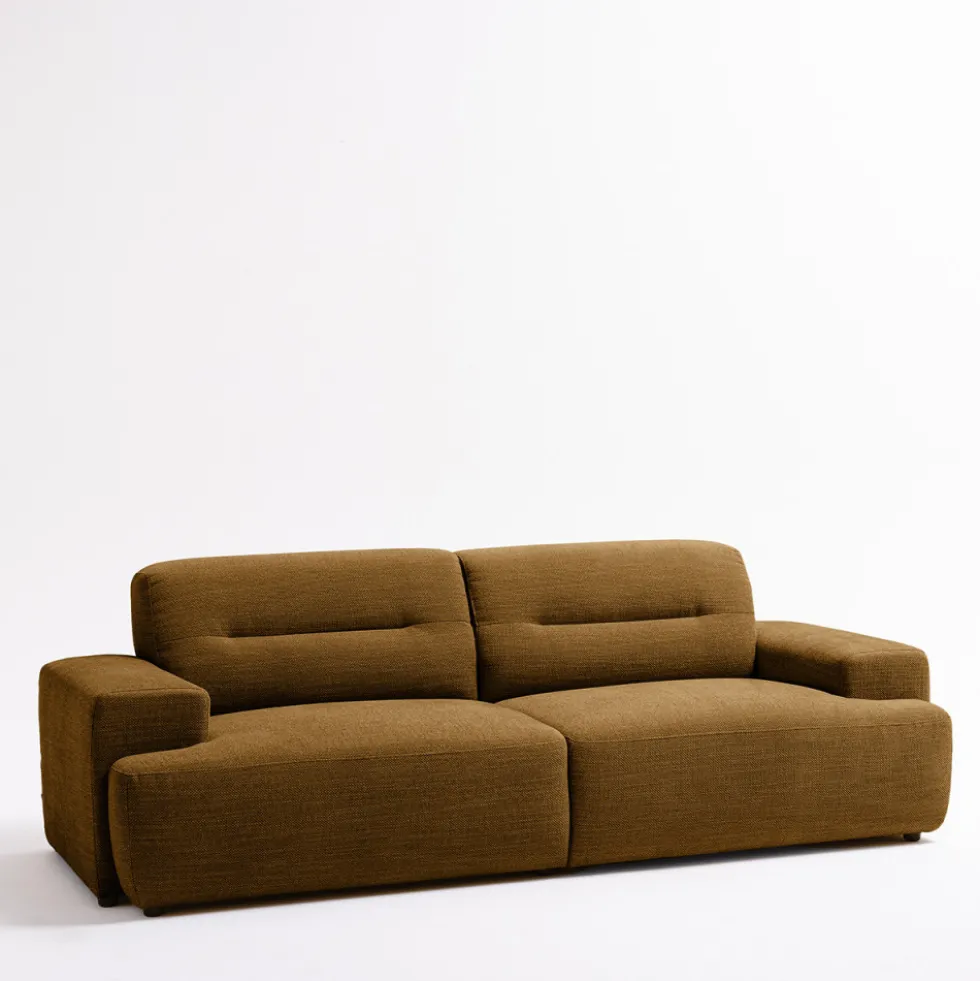 STUNE Canapé droit 4 places en tissu à accoudoirs larges