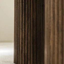 SULA Table basse en marbre et bois massif ø80cm