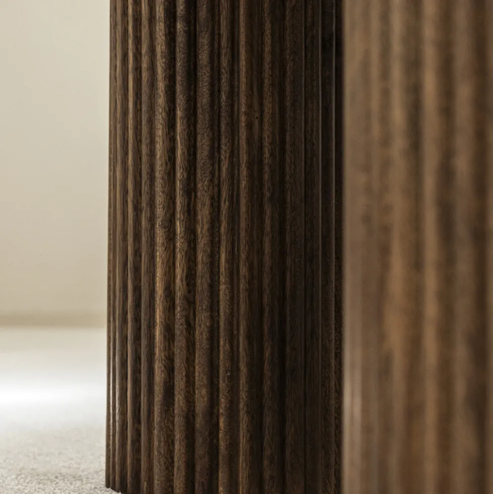 SULA Table basse en marbre et bois massif ø80cm