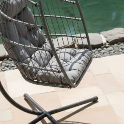 SULLY Fauteuil œuf suspendu de jardin en corde et acier traité