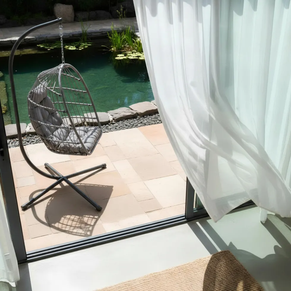 SULLY Fauteuil œuf suspendu de jardin en corde et acier traité