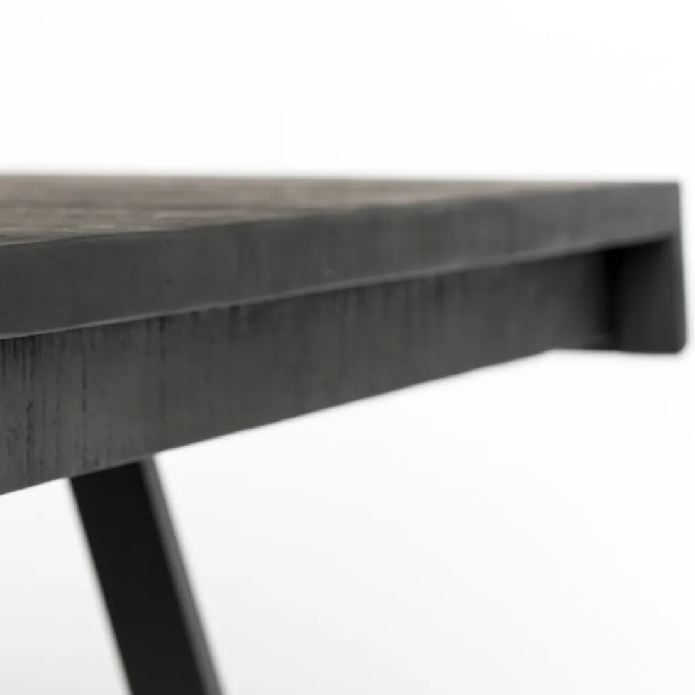 SURI Table à manger 4 personnes en teck recyclé et métal