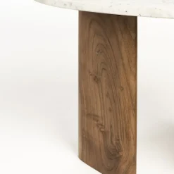 TANDA Table d'appoint organique en marbre et bois 37x56cm